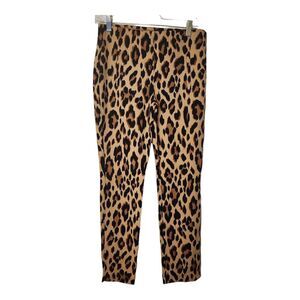 Chico's Womens 00 XXS Juliet Ankle Pants Leopard Animal Print Pull On Stretch
